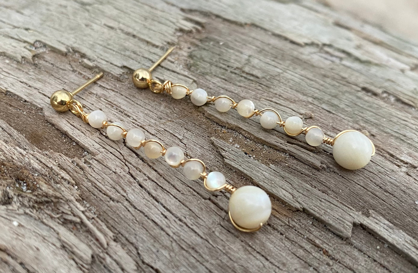 Ocean’s Whisper: Freshwater Shell Bead Earrings