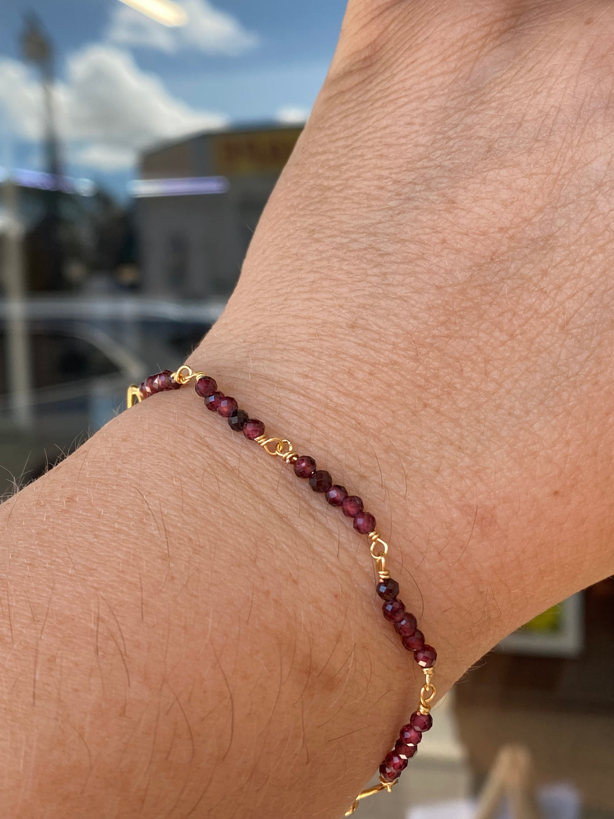 Handmade Garnet Gemstone Hoop Earrings
