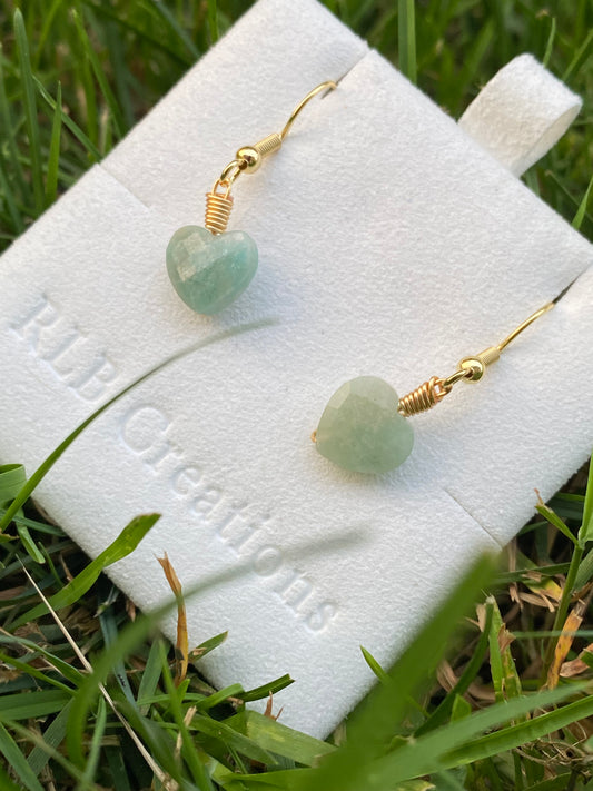Amazonite Hearts Earrings