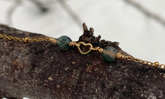 Ethereal Heart Moss Agate Bracelet