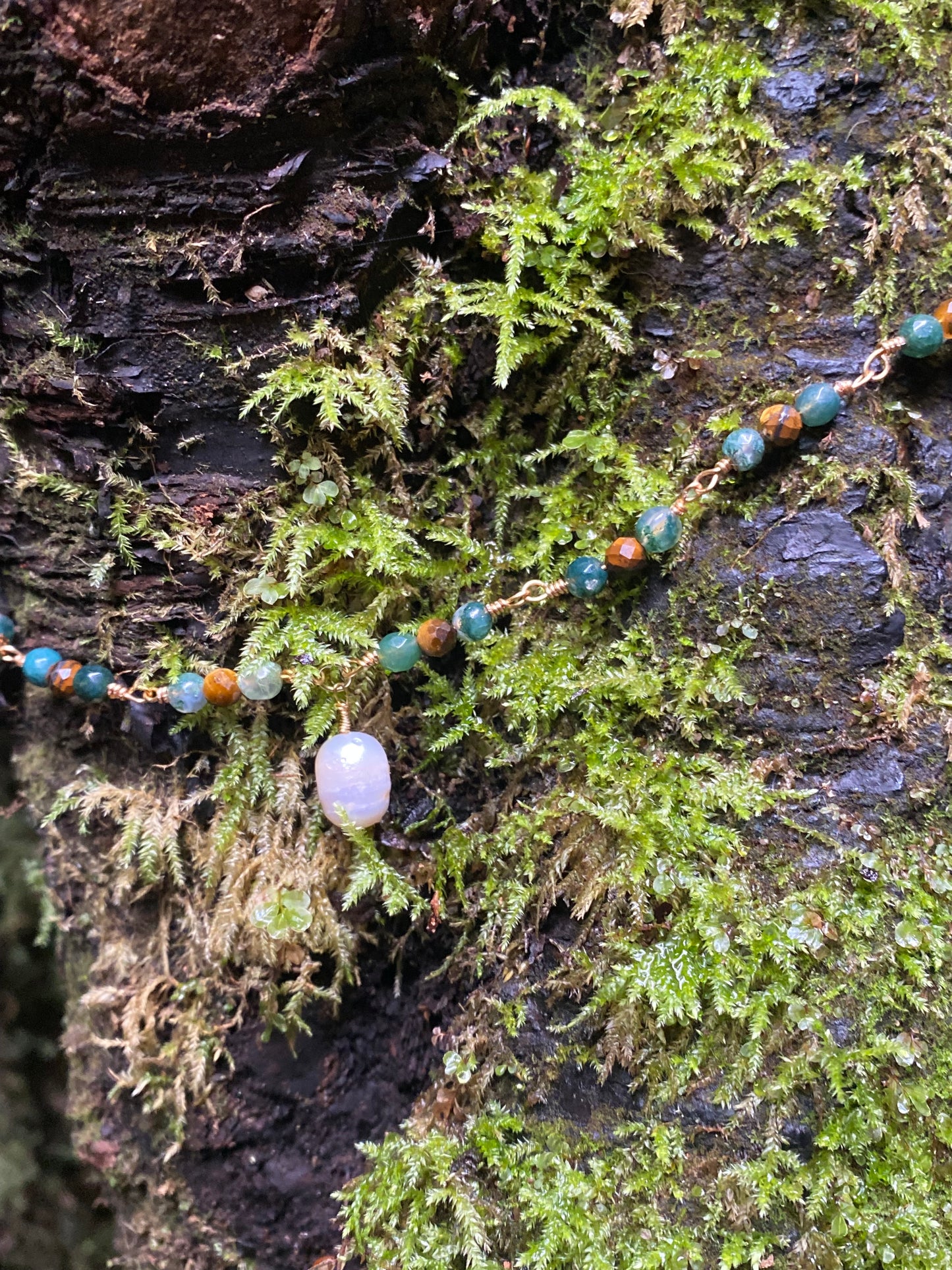 Tiger eye & Moss Agate Necklace