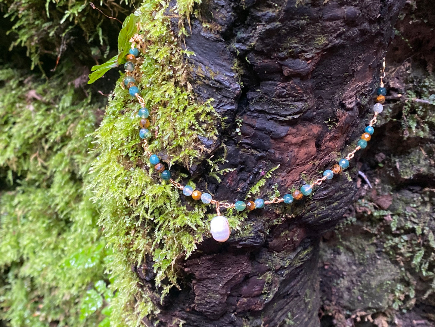 Tiger eye & Moss Agate Necklace
