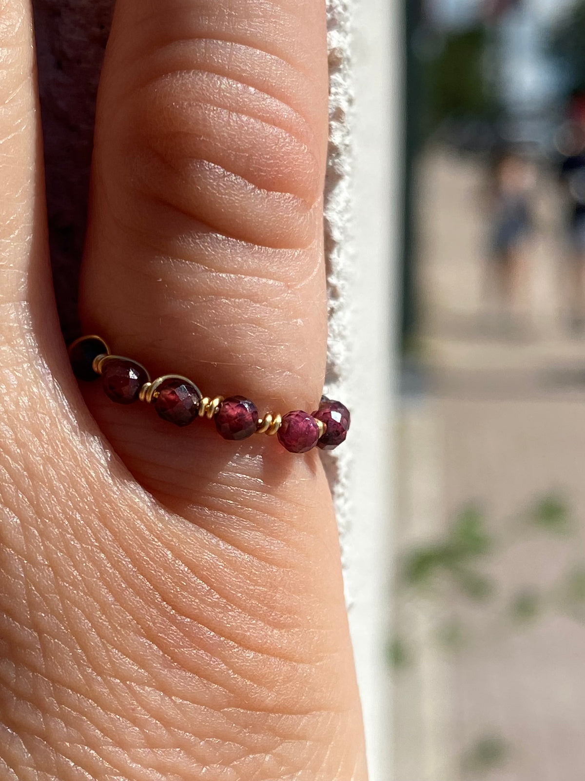 Copper wire Garnet Ring